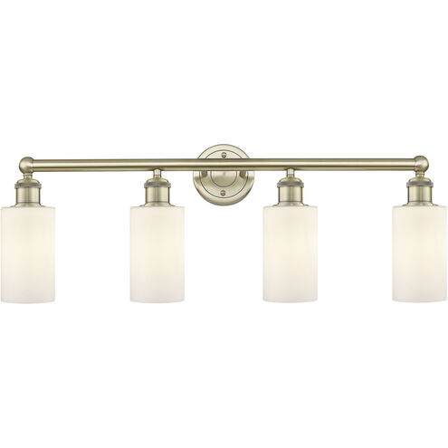 Clymer 4 Light 30.88 inch Antique Brass and Matte White Bath Vanity Light Wall Light