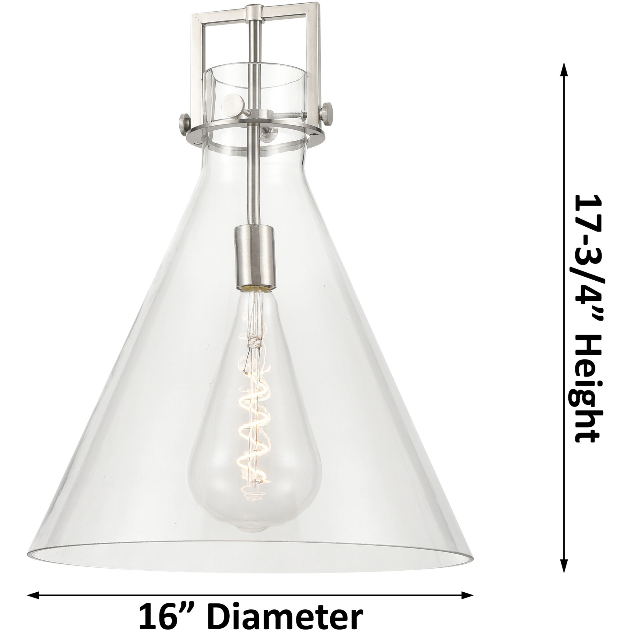 Newton Cone 1 Light 16 inch Brushed Brass Pendant Ceiling Light in Clear Glass