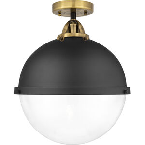 Nouveau 2 Hampden LED 13 inch Black Antique Brass and Matte Black Semi-Flush Mount Ceiling Light in Clear Glass