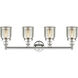 Bell 4 Light 33.5 inch Polished Nickel Bath Vanity Light Wall Light in Silver Plated Mercury Glass, Small