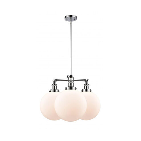 Franklin Restoration X-Large Beacon LED 24 inch Polished Chrome Chandelier Ceiling Light in Matte White Glass, Franklin Restoration