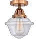 Nouveau 2 Small Oxford LED 8 inch Antique Copper Semi-Flush Mount Ceiling Light in Seedy Glass