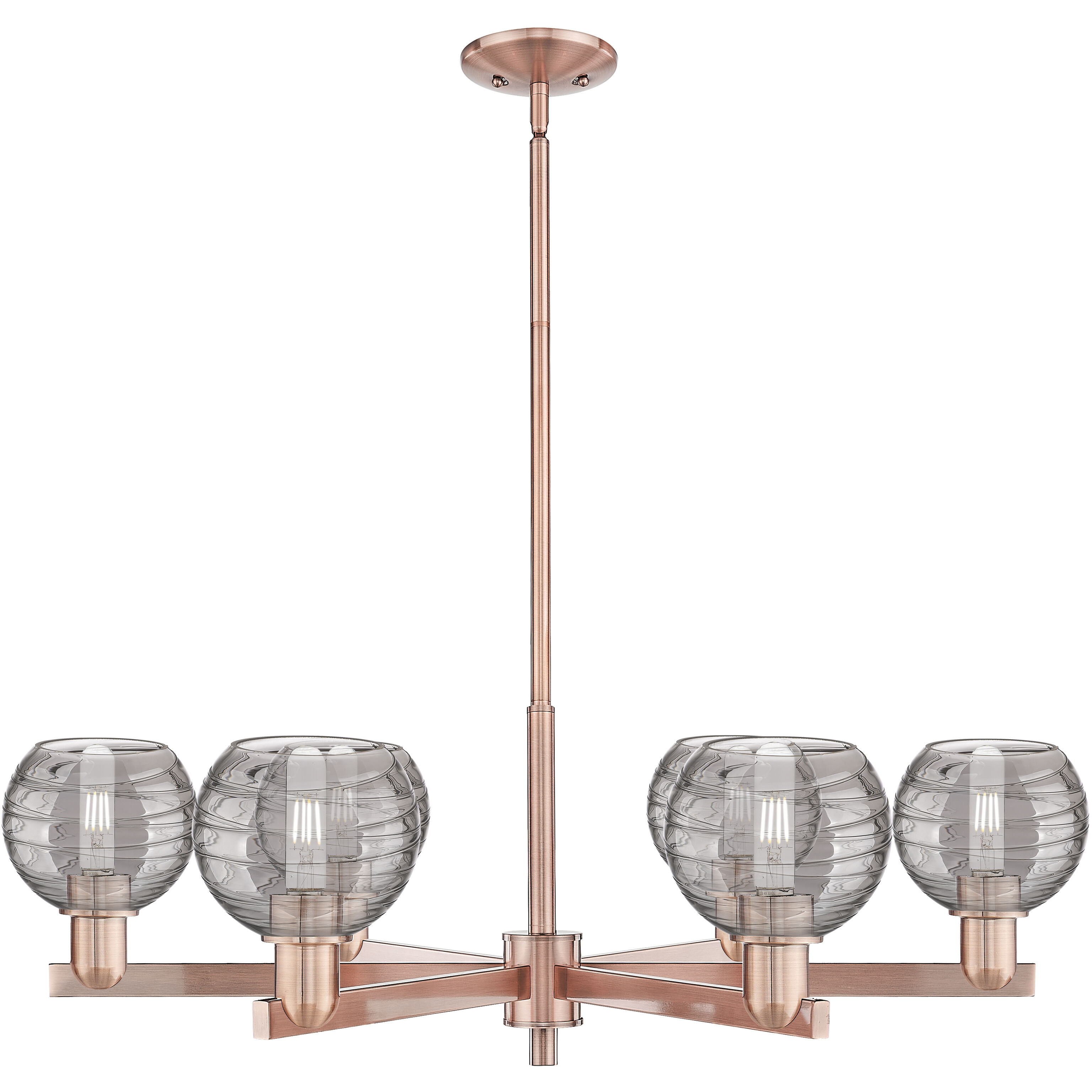 Athens Deco Swirl 6 Light 23.88 inch Antique Copper Chandelier Ceiling Light