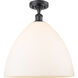 Ballston Dome LED 16 inch Matte Black Semi-Flush Mount Ceiling Light in Matte White Glass
