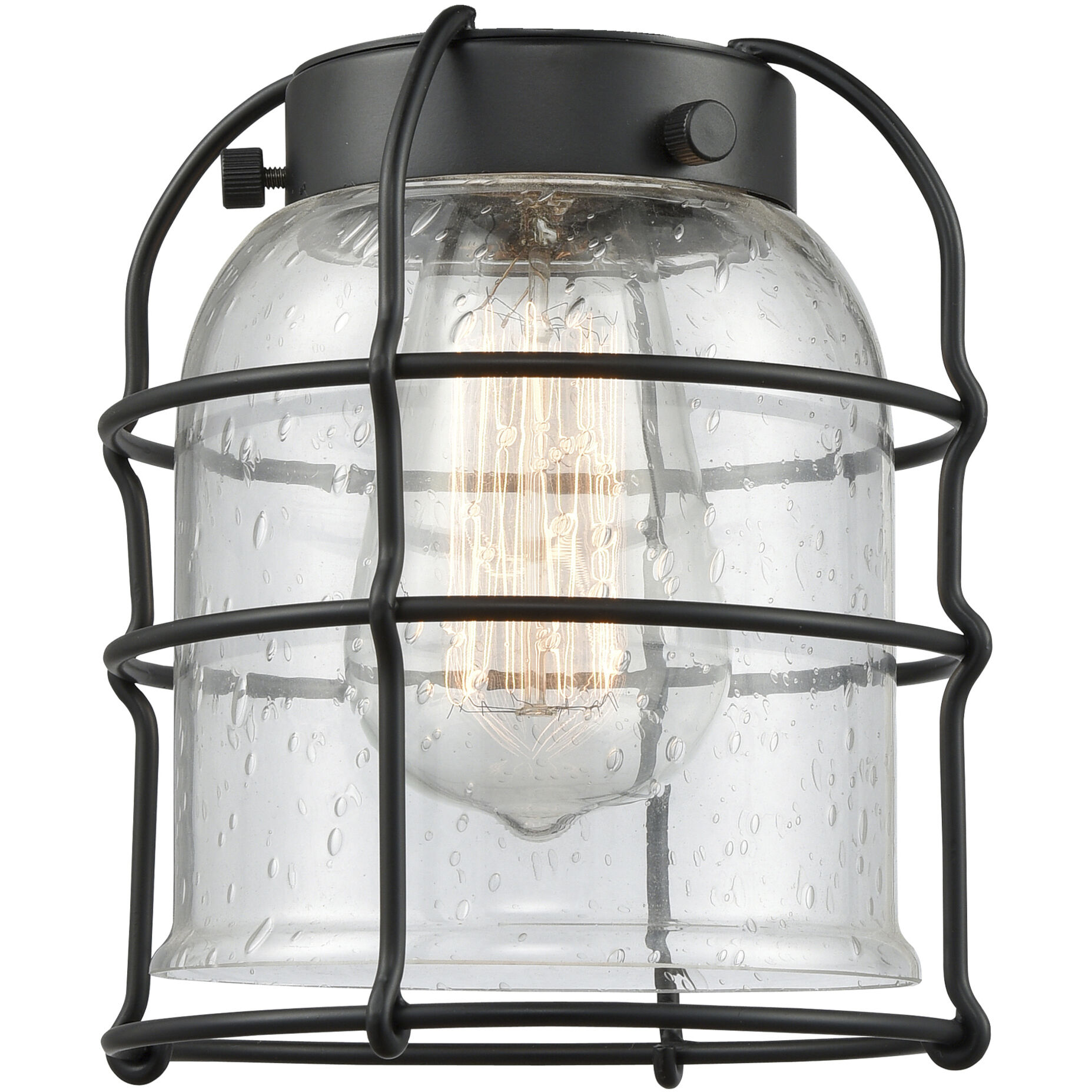Franklin Restoration Bell Cage LED 6 inch Matte Black Mini Pendant Ceiling Light in Seedy, Franklin Restoration