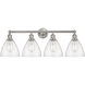 Edison Bristol Glass 4 Light 35 inch Brushed Satin Nickel Bath Vanity Light Wall Light in Seedy Glass