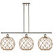 Ballston Large Farmhouse Rope 3 Light 36 inch Polished Nickel Island Light Ceiling Light in Clear Glass with Brown Rope, Ballston