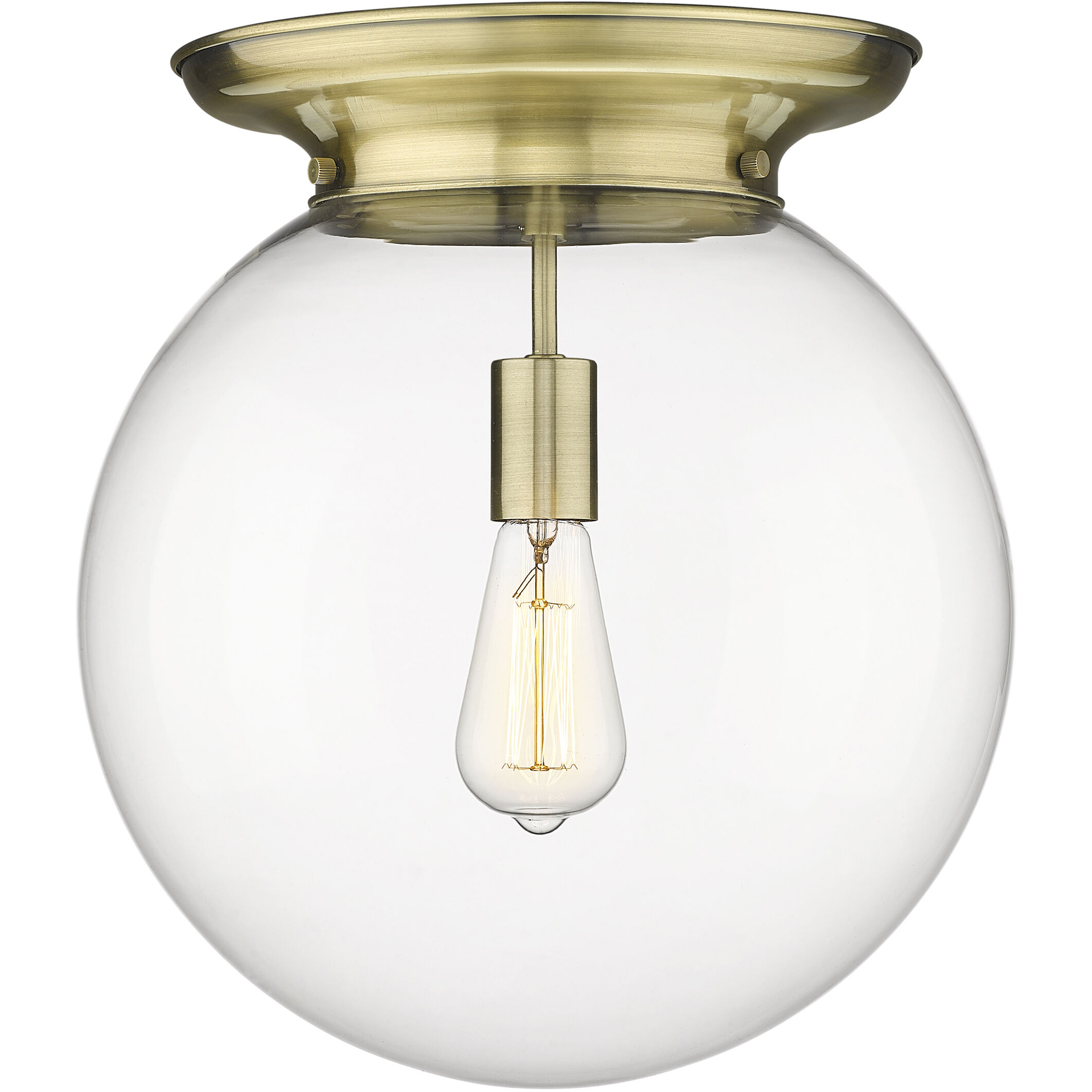 Beacon 1 Light 14 inch Antique Brass Flush Mount Ceiling Light