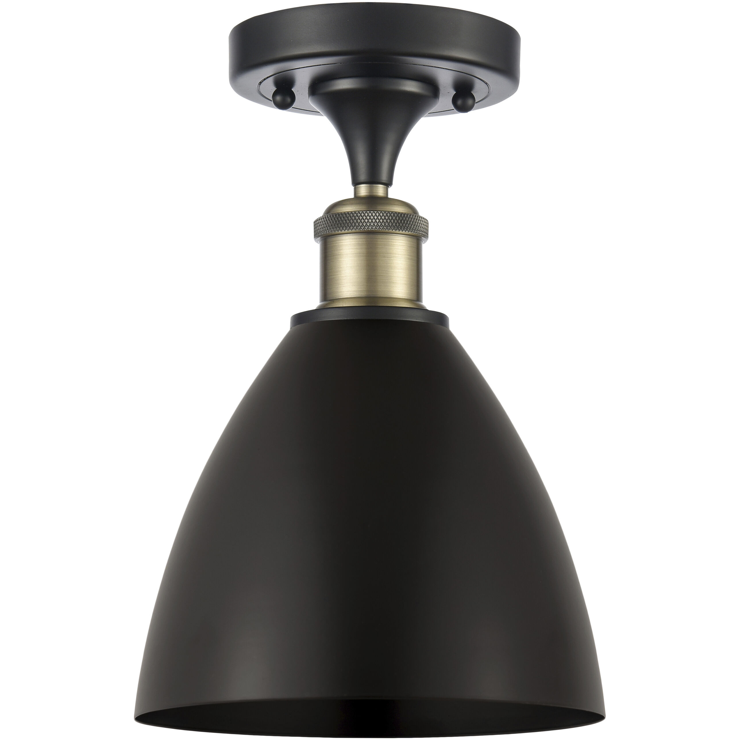 Ballston Dome LED 7.5 inch Black Antique Brass Semi-Flush Mount Ceiling Light