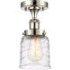 Ballston Bell LED 5 inch Polished Nickel Semi-Flush Mount Ceiling Light in Clear with Cage