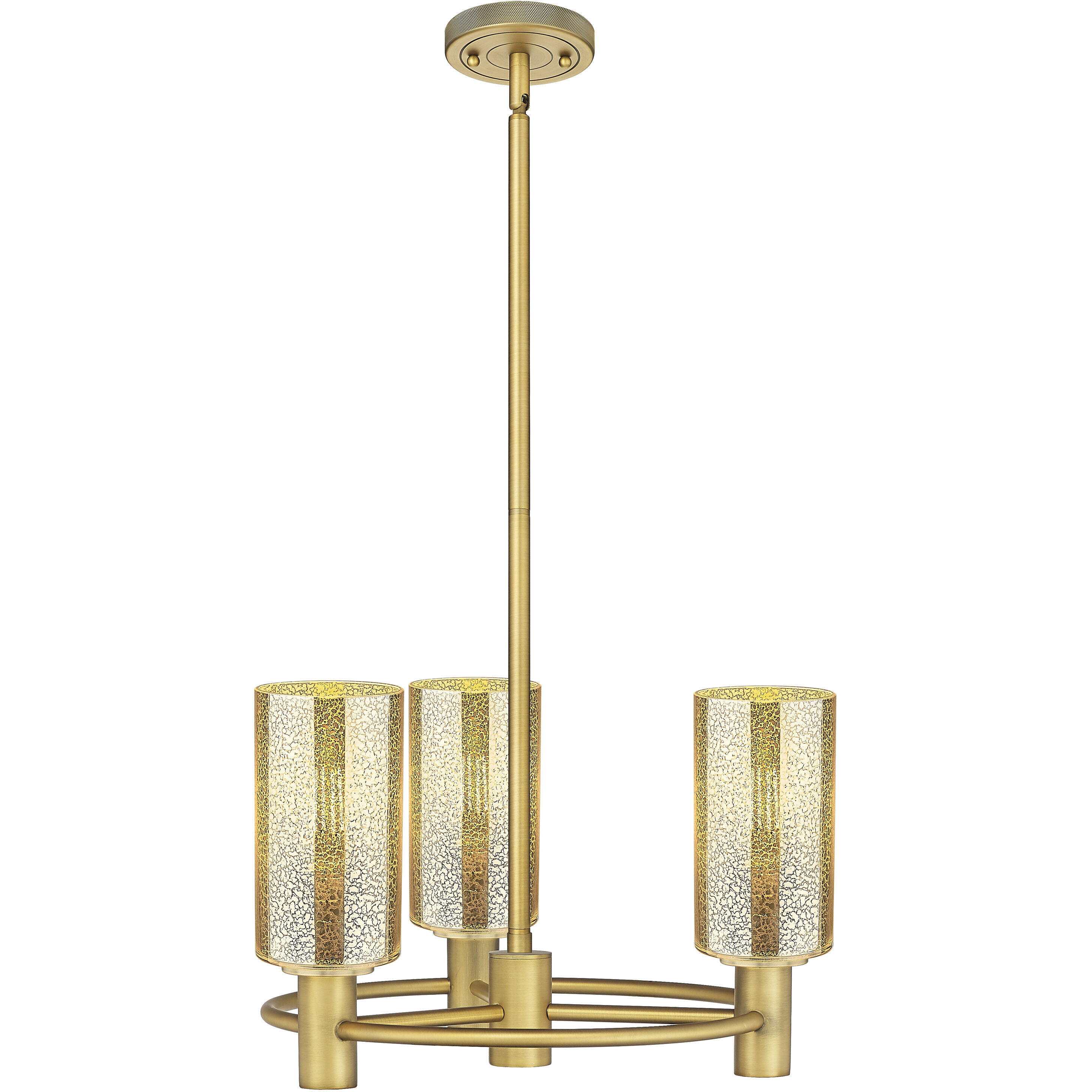 Crown Point 3 Light 18 inch Brushed Brass Pendant Ceiling Light in Mercury Glass