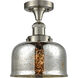 Franklin Restoration Large Bell LED 8 inch Brushed Satin Nickel Semi-Flush Mount Ceiling Light in Silver Plated Mercury Glass, Franklin Restoration