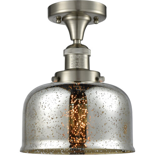 Franklin Restoration Large Bell LED 8 inch Brushed Satin Nickel Semi-Flush Mount Ceiling Light in Silver Plated Mercury Glass, Franklin Restoration