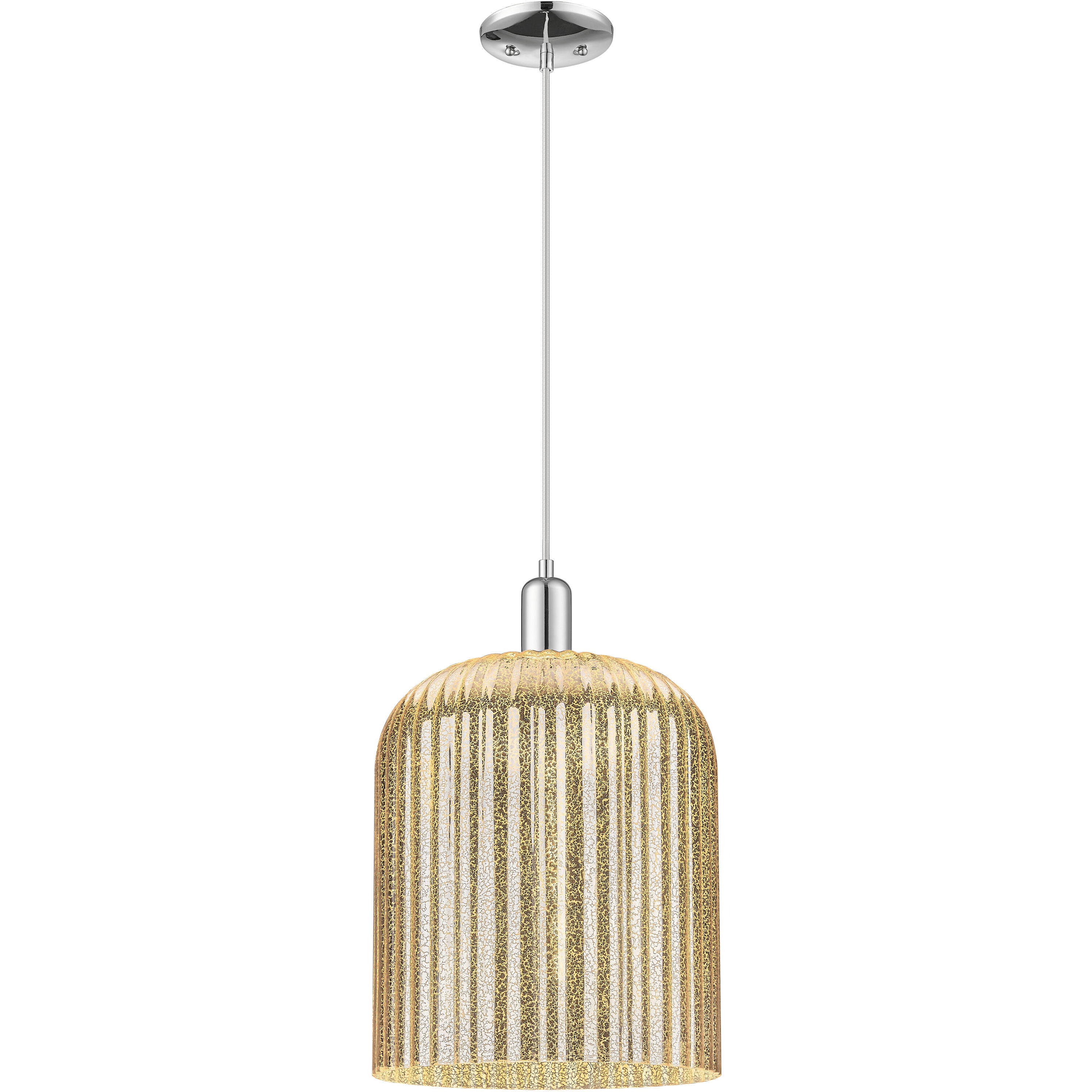 Bridal Veil 1 Light 12 inch Polished Chrome Mini Pendant Ceiling Light in Mercury Glass