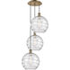 Ballston Athens Deco Swirl 3 Light 19 inch Antique Brass Multi-Pendant Ceiling Light
