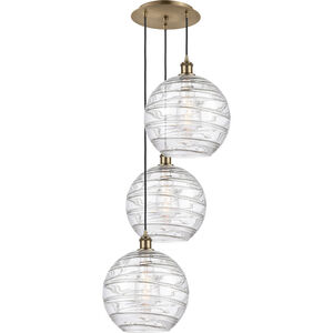 Ballston Athens Deco Swirl 3 Light 19 inch Antique Brass Multi-Pendant Ceiling Light