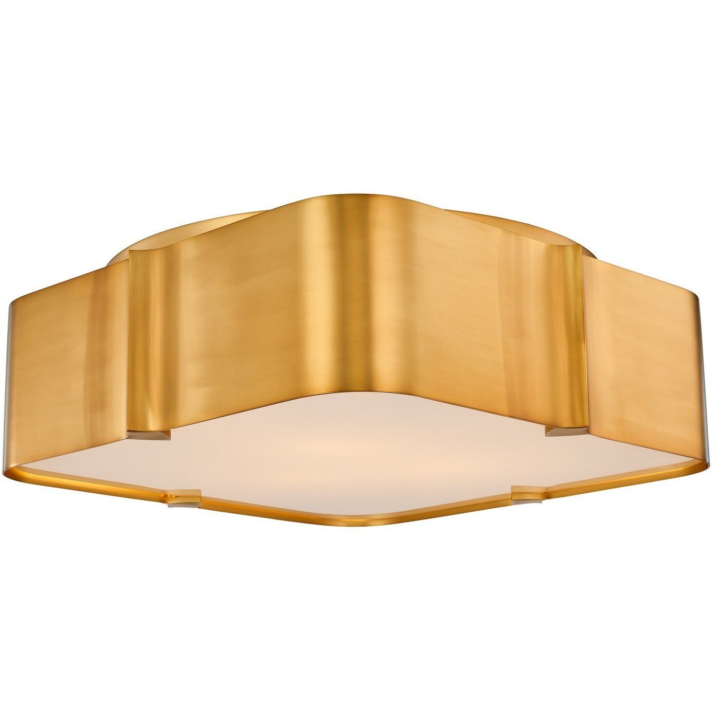 Lotus 3 Light 18 inch Winter Brass Flush Mount Ceiling Light