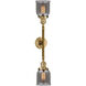 Franklin Restoration Small Bell 2 Light 16 inch Brushed Brass Bath Vanity Light Wall Light in Plated Smoke Glass, Franklin Restoration