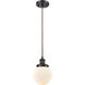 Ballston Beacon 1 Light 6 inch Oil Rubbed Bronze Mini Pendant Ceiling Light in Matte White Glass, Ballston