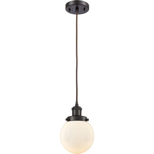 Ballston Beacon 1 Light 6 inch Oil Rubbed Bronze Mini Pendant Ceiling Light in Matte White Glass, Ballston