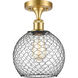 Ballston Farmhouse Chicken Wire 1 Light 8 inch Satin Gold Semi-Flush Mount Ceiling Light, Ballston