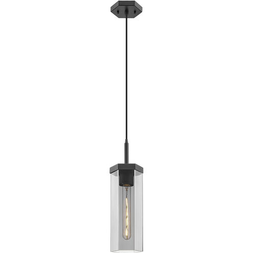 Downtown Urban Blakeley 1 Light 5 inch Matte Black Pendant Ceiling Light in Light Smoke Glass