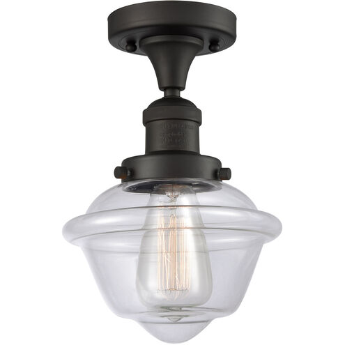 Franklin Restoration Small Oxford 1 Light 8 inch Oil Rubbed Bronze Semi-Flush Mount Ceiling Light in Clear Glass, Franklin Restoration