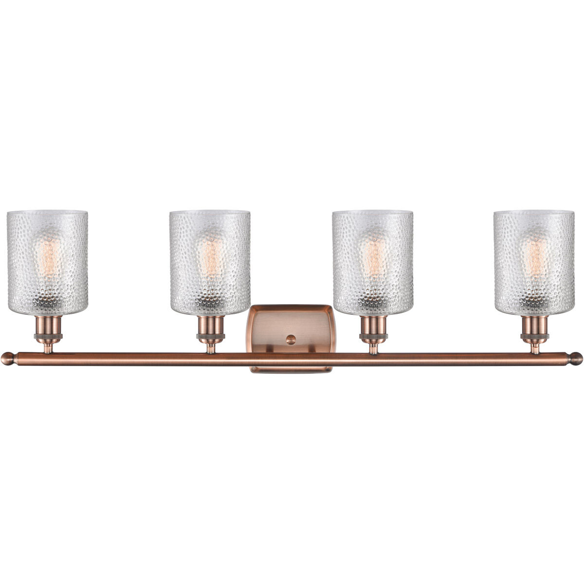 Ballston Cobbleskill 4 Light 36 inch Antique Copper Bath Vanity Light Wall Light in Clear Glass, Ballston