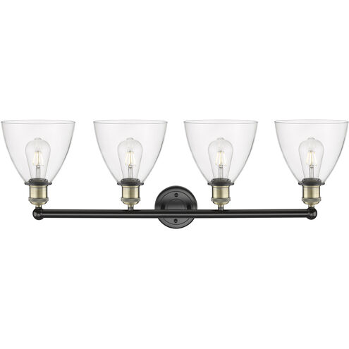 Bristol Glass 4 Light 34.5 inch Black Antique Brass Bath Vanity Light Wall Light in Clear
