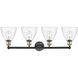 Bristol Glass 4 Light 34.5 inch Black Antique Brass Bath Vanity Light Wall Light in Clear