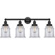 Edison Canton 4 Light 33 inch Matte Black Bath Vanity Light Wall Light in Clear Glass