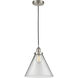 Edison Cone LED 12 inch Brushed Satin Nickel Mini Pendant Ceiling Light in Clear Glass