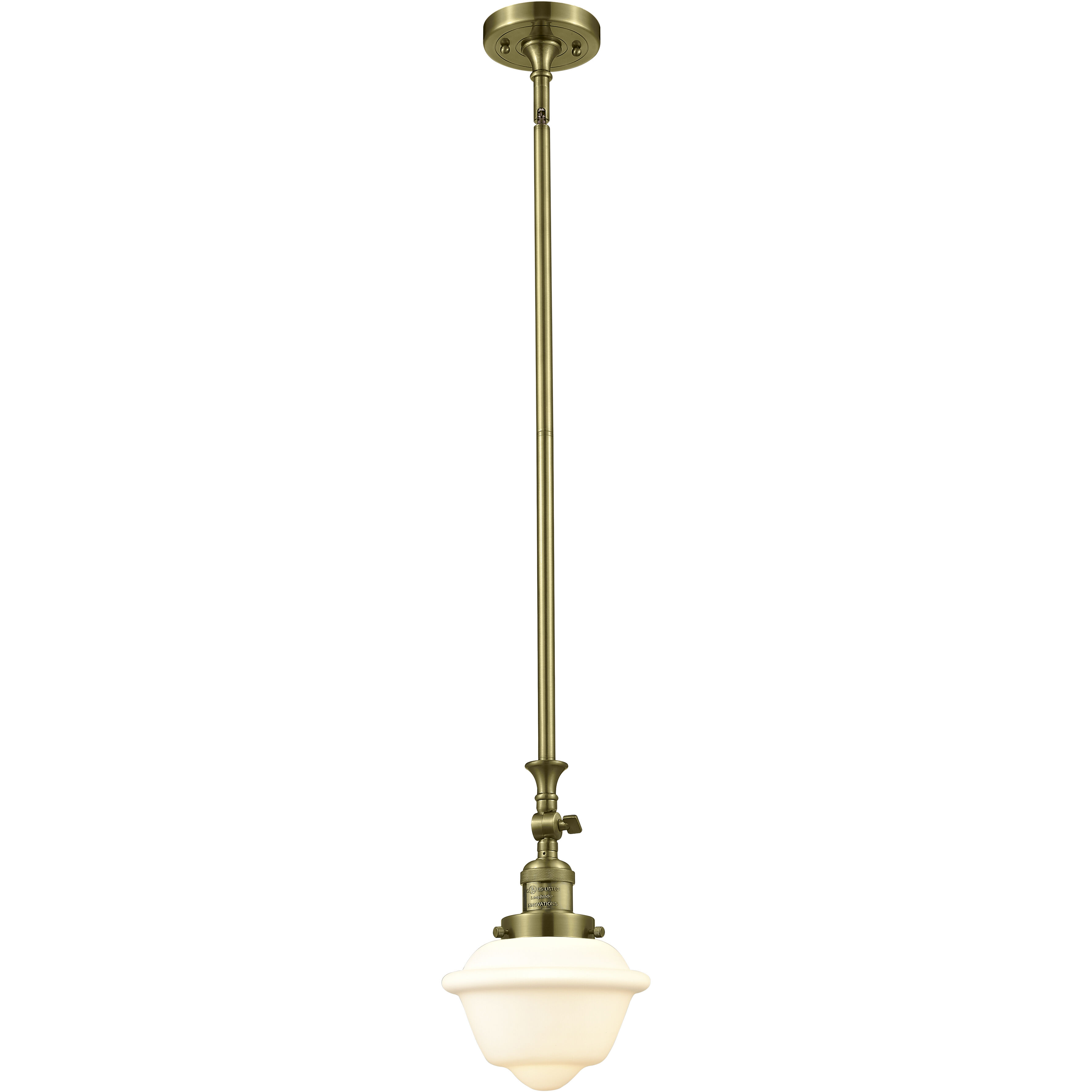 Franklin Restoration Oxford 1 Light 7.5 inch Antique Brass Mini Pendant Ceiling Light in Incandescent, Matte White, Franklin Restoration