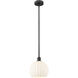 Edison White Venetian 1 Light 10 inch Matte Black Stem Hung Mini Pendant Ceiling Light