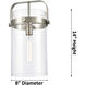 Pilaster 1 Light 9.38 inch Brushed Brass Pendant Ceiling Light in Clear Glass