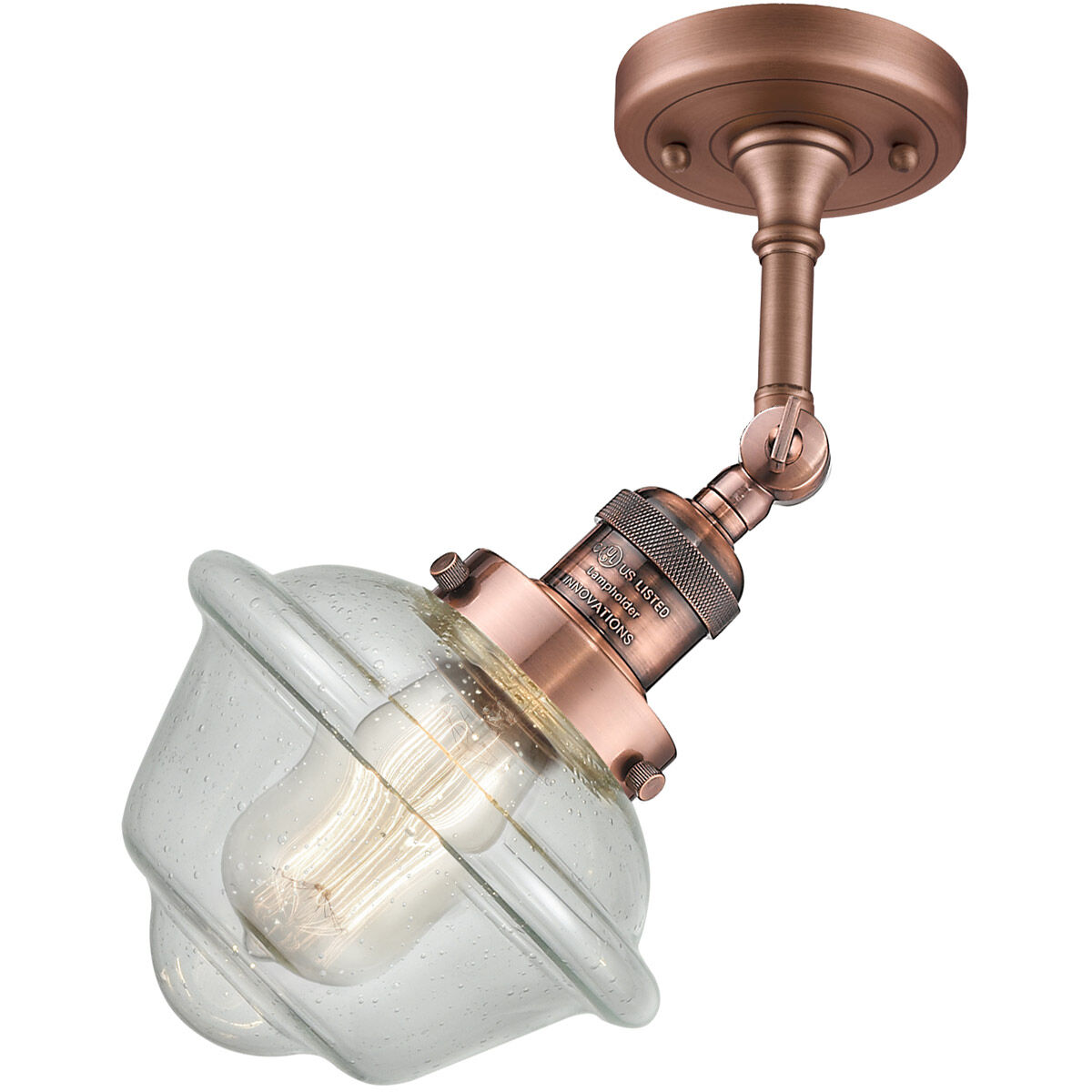 Franklin Restoration Small Oxford LED 7.5 inch Antique Copper Sconce Wall Light in Seedy Glass, Franklin Restoration