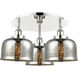 Bell 3 Light 19.75 inch Polished Nickel Flush Mount Ceiling Light in Silver Plated Mercury