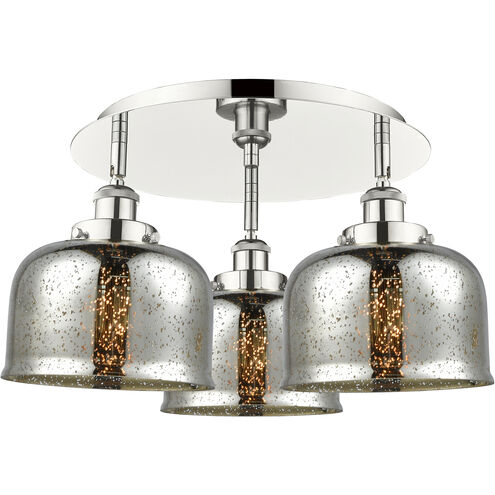 Bell 3 Light 19.75 inch Polished Nickel Flush Mount Ceiling Light in Silver Plated Mercury