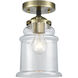Nouveau Canton 1 Light 6 inch Black Antique Brass Semi-Flush Mount Ceiling Light in Clear Glass, Nouveau