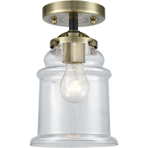 Nouveau Canton 1 Light 6 inch Black Antique Brass Semi-Flush Mount Ceiling Light in Clear Glass, Nouveau