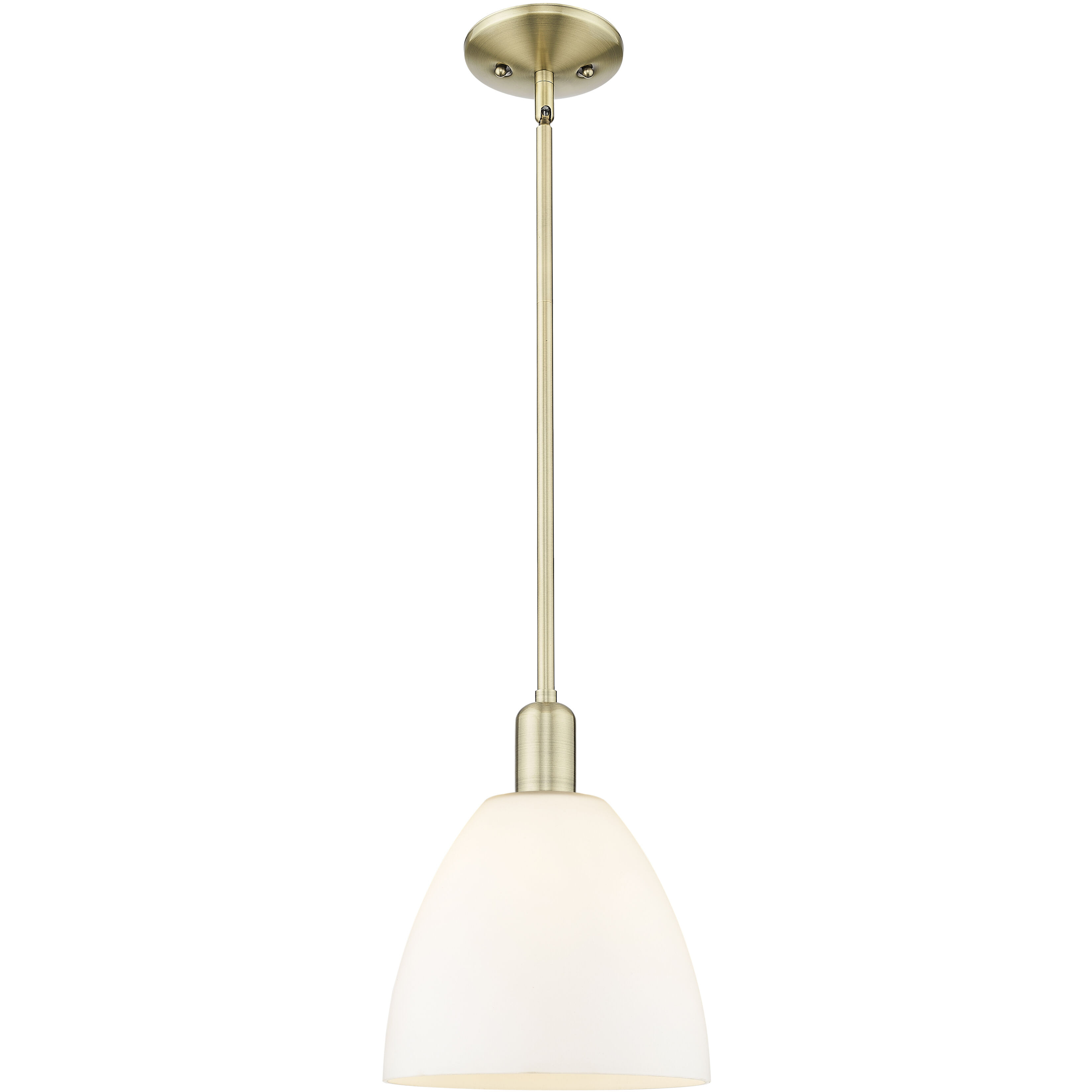 Arcadia Bristol 1 Light 9 inch Antique Brass Mini Pendant Ceiling Light in Matte White