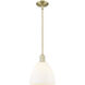 Arcadia Bristol 1 Light 9 inch Antique Brass Mini Pendant Ceiling Light in Matte White