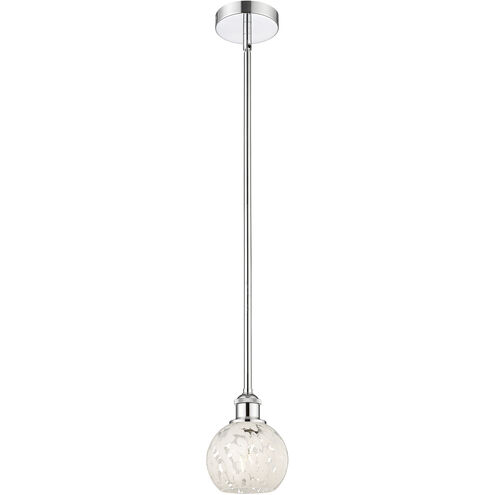 Edison White Mouchette 1 Light 6 inch Polished Chrome Stem Hung Mini Pendant Ceiling Light