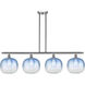 Ballston Brookhaven Sphere Island Light Ceiling Light in Brushed Satin Nickel, Sapphire Blue Glass