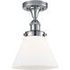 Cone 1 Light 7.75 inch Polished Chrome Semi-Flush Mount Ceiling Light in Matte White Glass