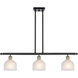 Ballston Dayton LED 36 inch Black Antique Brass Island Light Ceiling Light in White Glass, Ballston