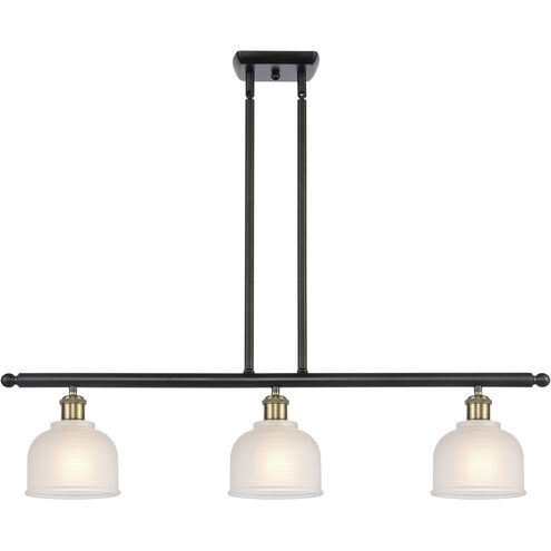 Ballston Dayton LED 36 inch Black Antique Brass Island Light Ceiling Light in White Glass, Ballston