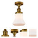Franklin Restoration Bellmont LED 6 inch Brushed Brass Semi-Flush Mount Ceiling Light in Matte White Glass, Franklin Restoration