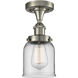 Bell 1 Light 6.5 inch Brushed Satin Nickel Semi-Flush Mount Ceiling Light