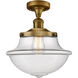 Franklin Restoration Large Oxford LED 12 inch Brushed Brass Semi-Flush Mount Ceiling Light in Clear Glass, Franklin Restoration